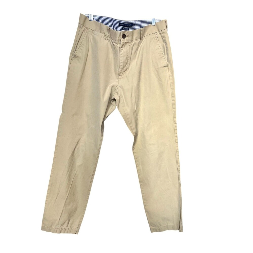 Tommy Hilfiger Chinos Mens 38x32 Khaki Tailored Fit Flat Front Casual Pants